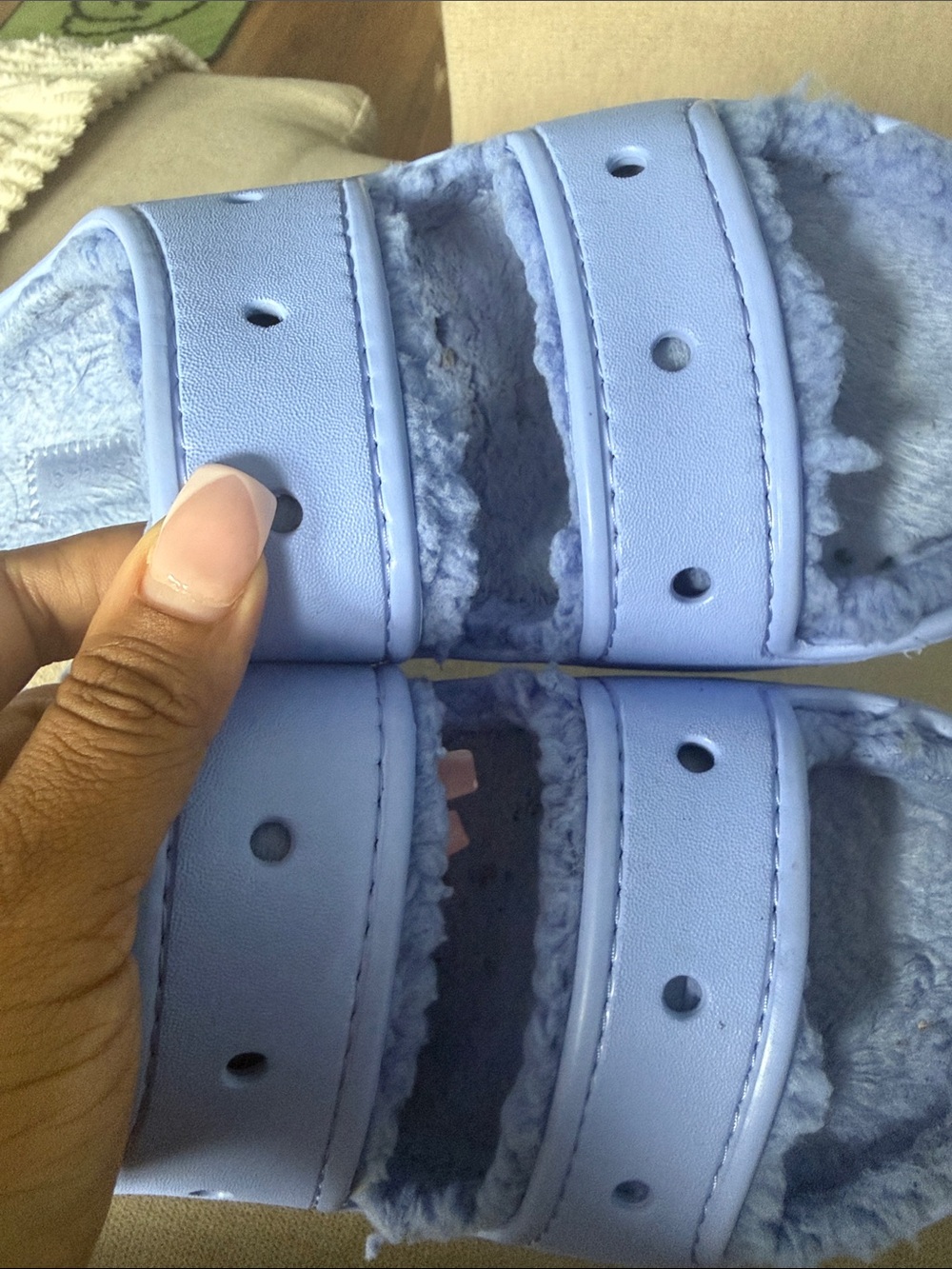 CROCS Women's Plush-Lined Double-Strap Slide Sandals — Light Lavender - Picture 2 of 12